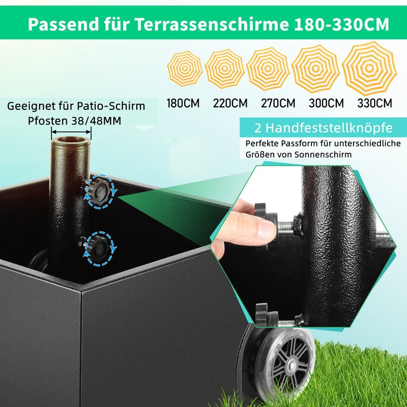 Sonnewelt Sonnenschirmständer Schirmständer mit Rollen