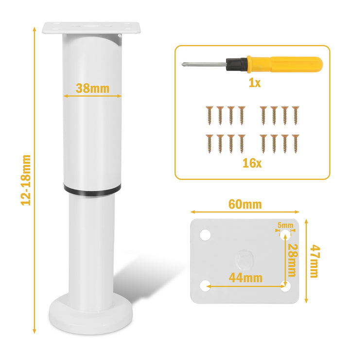 Sonnewelt set of 4 furniture feet, height adjustable 12-18cm/18-30cm