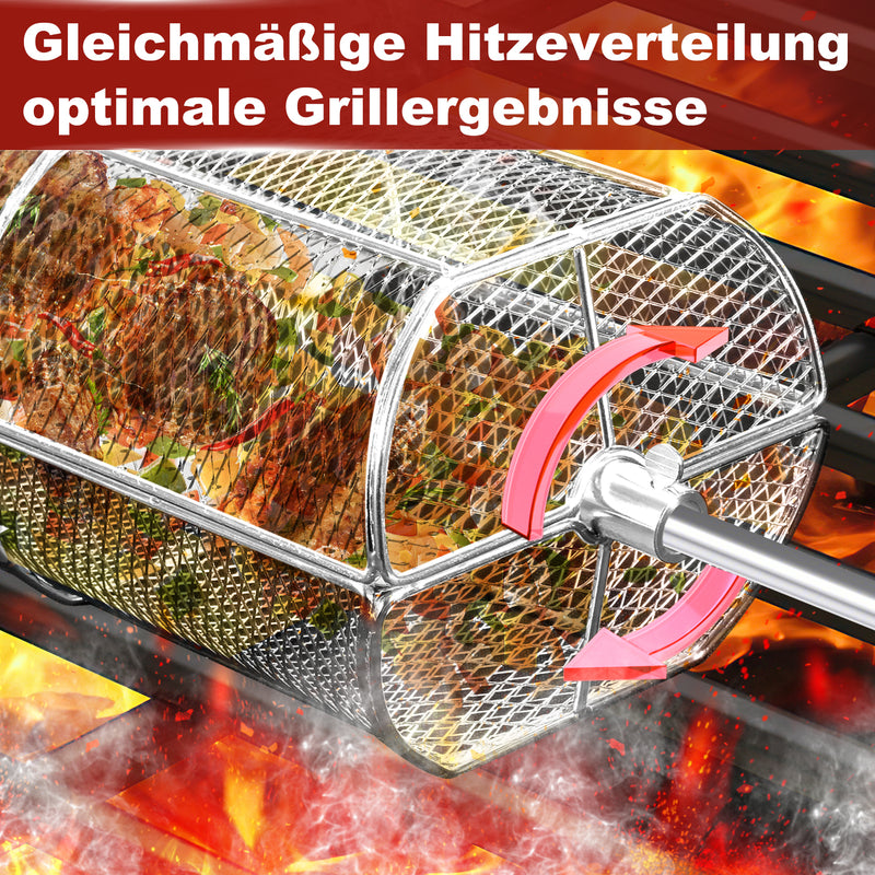 Sonnewelt Grillkorb Grillkorb Edelstahl für Drehspieß