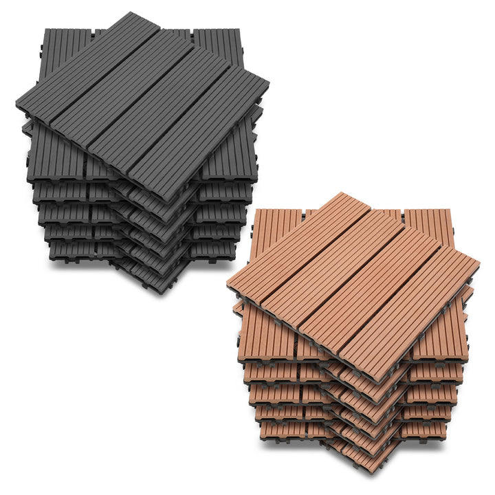Sonnewelt WPC Terrassenfliesen 30x30 cm 11er Set in Holzoptik