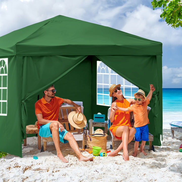 Sonnewelt Pop-Up Pavillon Gazebo mit Zentralverriegelung 3x3m mit Seiten