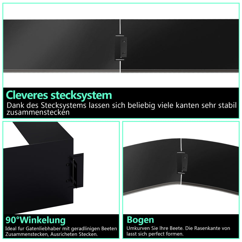 Sonnewelt Rasenkante Metall Beetumrandung 15cm/18cm Schwarz