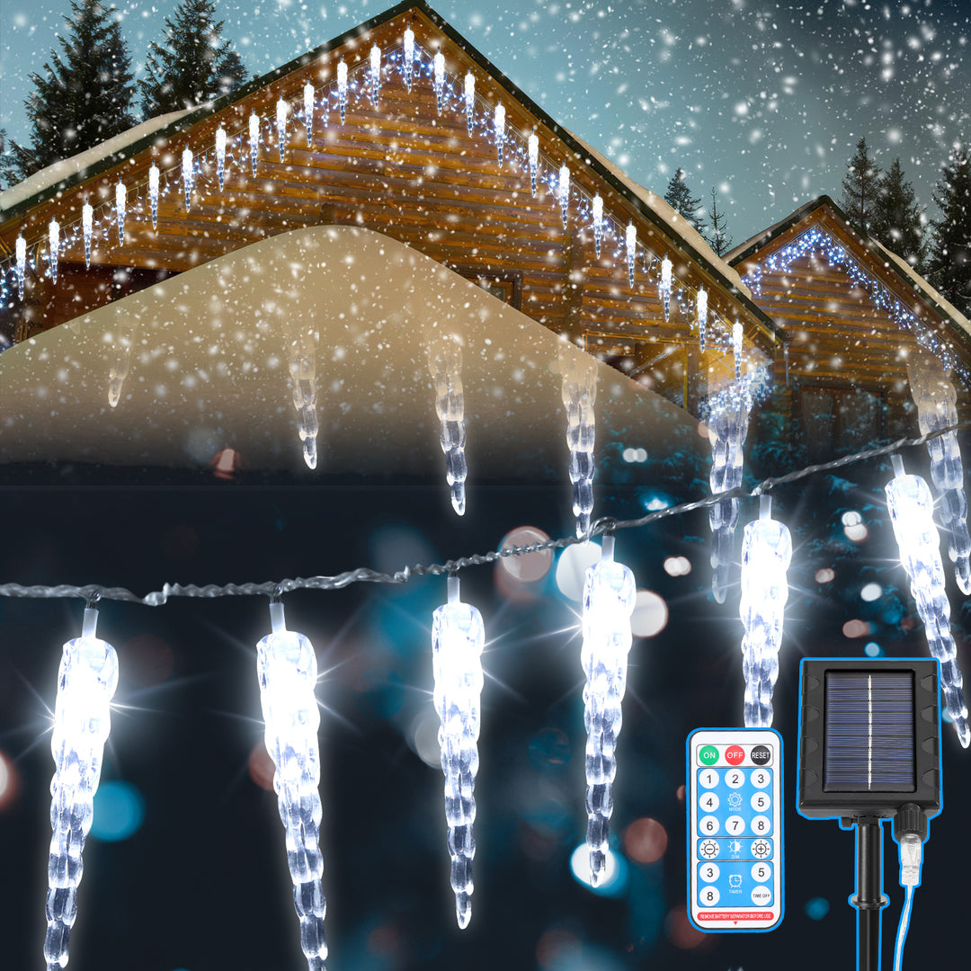 Sonnewelt Solar Icicle Fairy Lights with Remote Control 10m