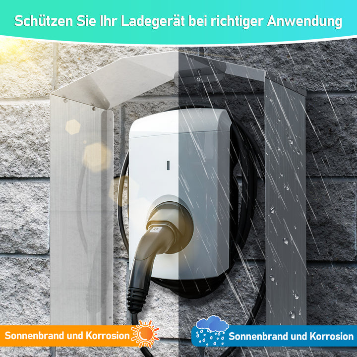 Sonnewelt Wallbox Wetterschutz Edelstahl Schutzdach für e-Auto Ladestation
