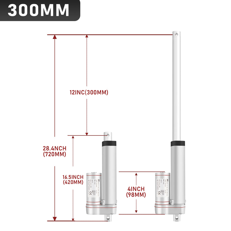Sonnewelt 1500N Linear Actuator Linearmotor Elektrozylinder 50-400mm