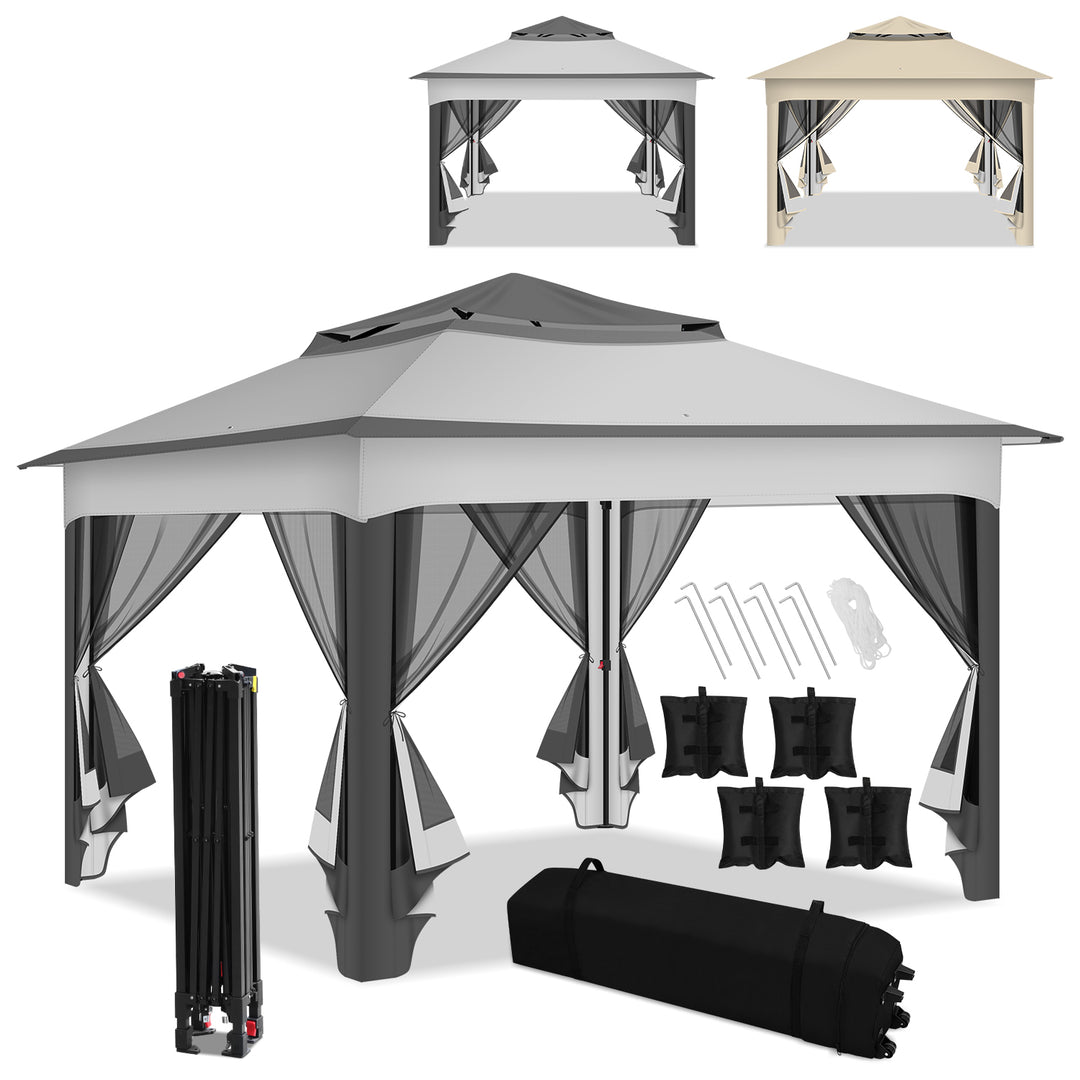 Sonnewelt Pavillon Gartenhütte Faltbares mit Doppeldach 3,3x3,3m