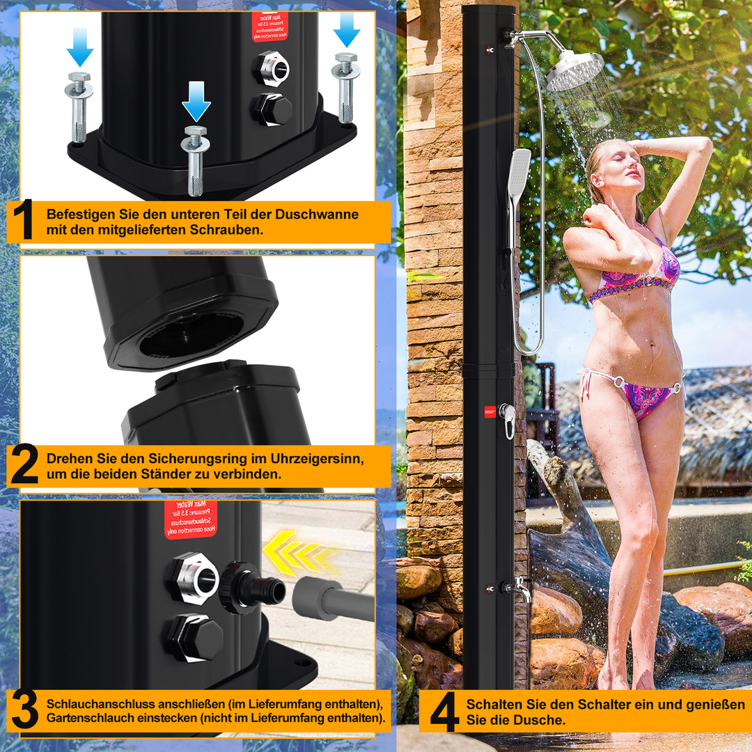 Sonnewelt 35L Solardusche Gartendusche Inkl. Schutzhaube und Handbrause