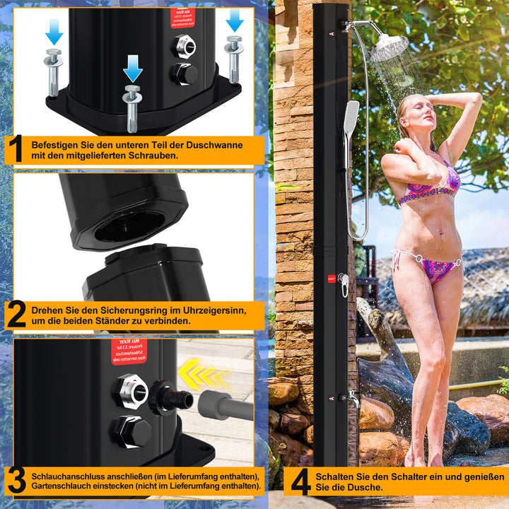 Sonnewelt 35L Solardusche Gartendusche Inkl. Schutzhaube und Handbrause