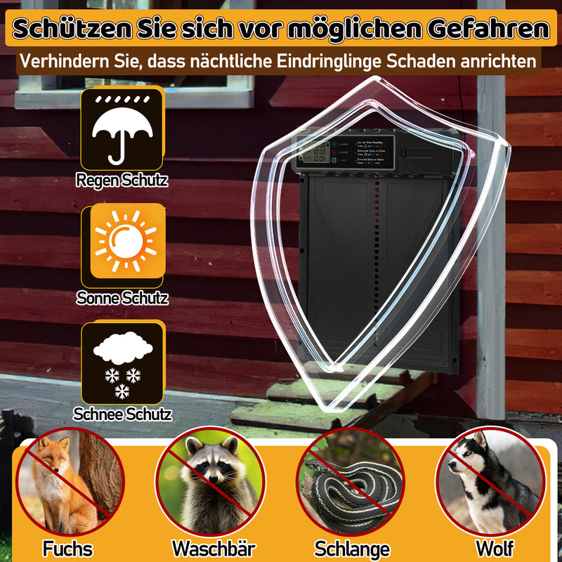 Sonnewelt Elektrische Hühnerklappe Solar mit LED Display und Fernbedienung
