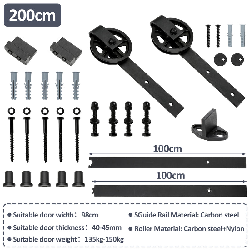 Sonnewelt Schiebetürbeschlag Set Schiebetürsystem 152cm/183cm/200cm/244cm/363cm