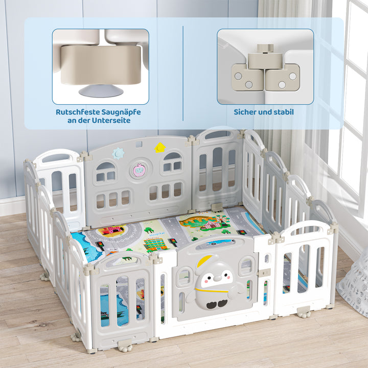 Sonnewelt Laufstall baby Faltbares mit Kriechmatte und Geschichtenbox