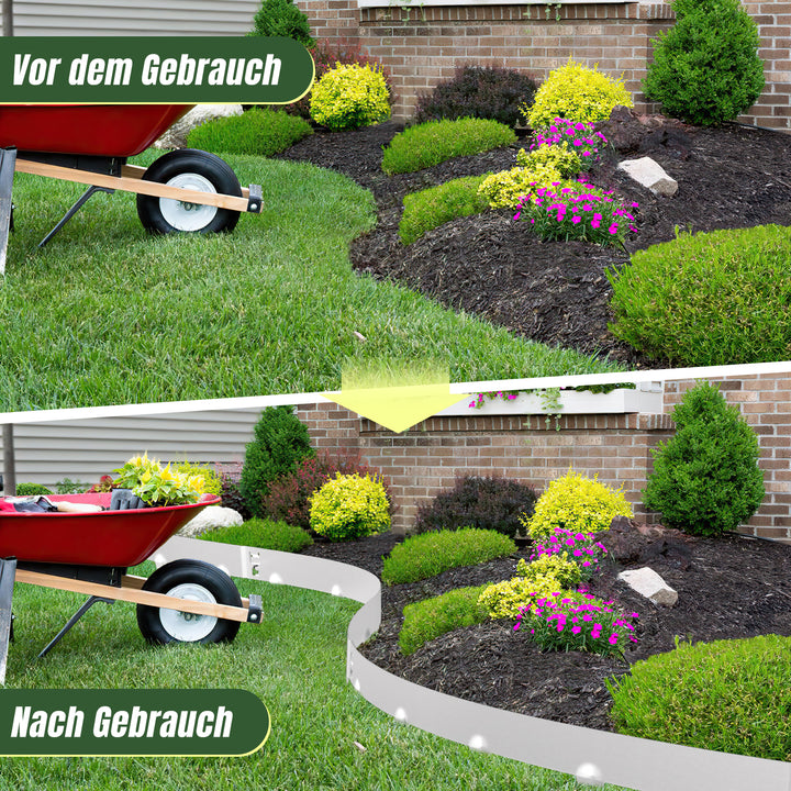 Sonnewelt Rasenkante Metall Beetumrandung mit Dornen 15cm/18cm Silber