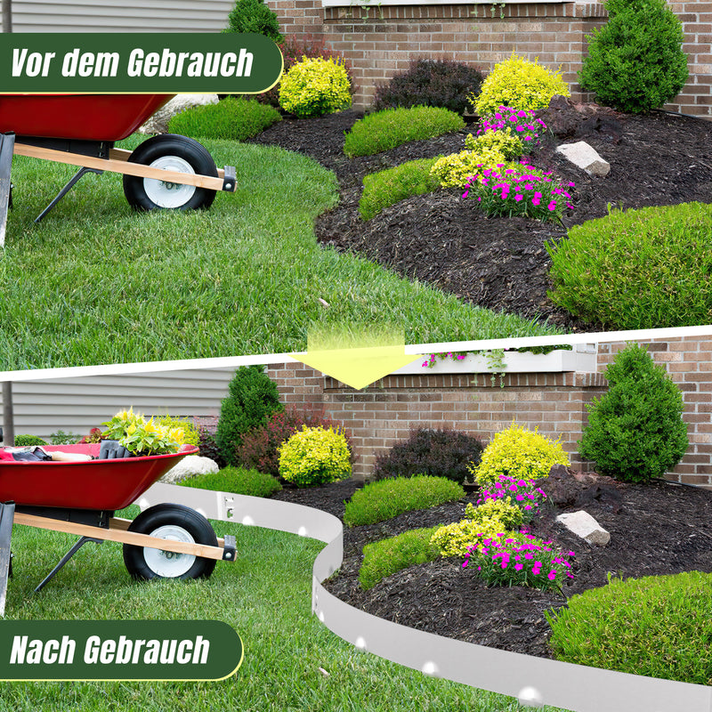 Sonnewelt Rasenkante Metall Beetumrandung mit Dornen 15cm/18cm Silber