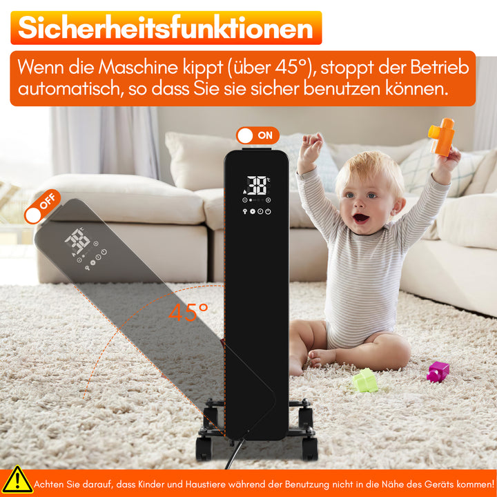 Sonnewelt Ölradiator Elektroheizung 2500W WiFi App & Fernbedienung