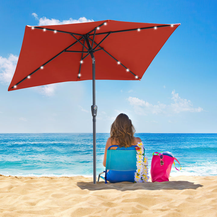 Sonnewelt Sonnenschirm 210x140 / 300x200cm Rechteckig mit LED Solar