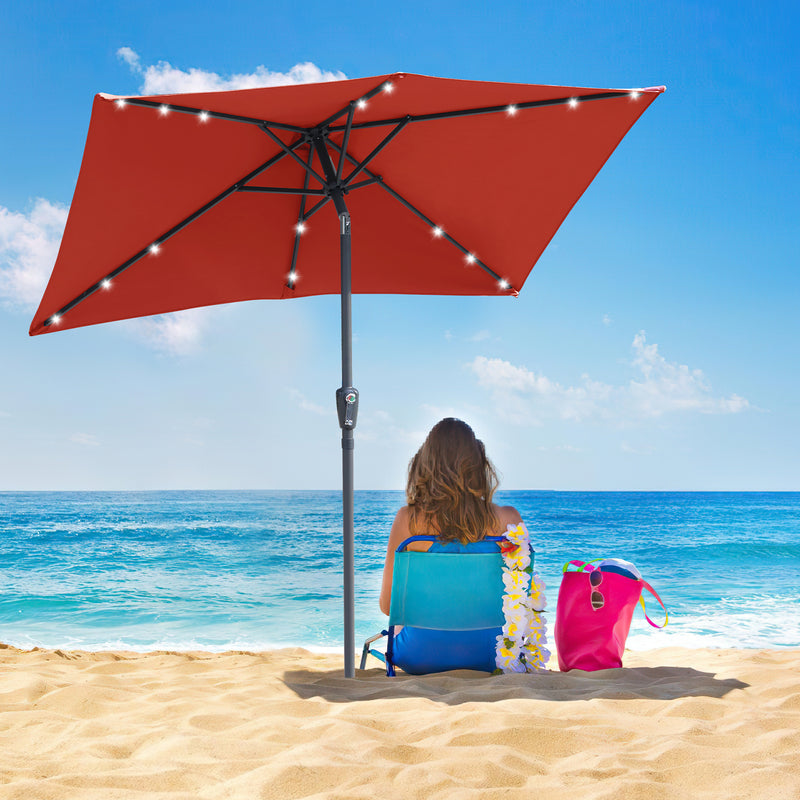 Sonnewelt Sonnenschirm 210x140 / 300x200cm Rechteckig mit LED Solar