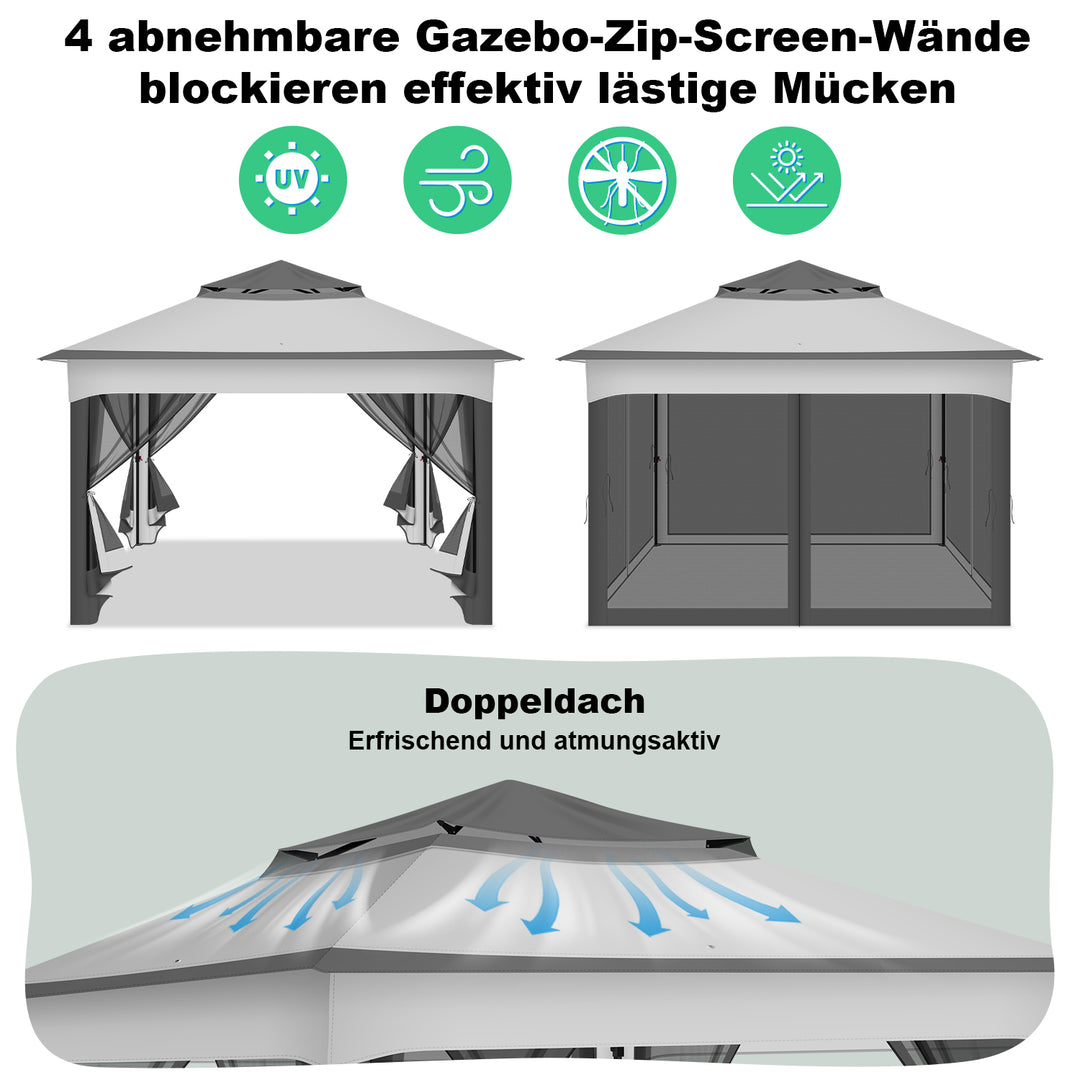 Sonnewelt Pavillon Gartenhütte Faltbares mit Doppeldach 3,3x3,3m