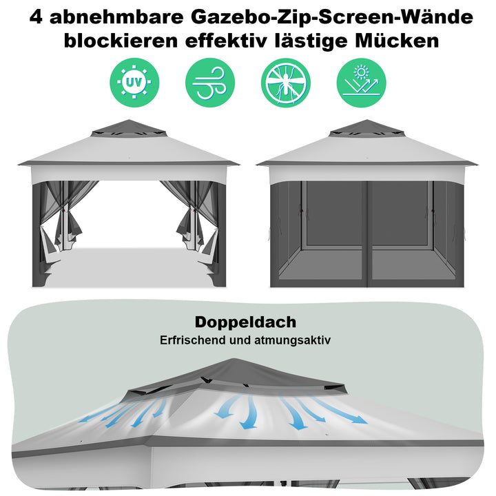 Sonnewelt Pavillon Gartenhütte Faltbares mit Doppeldach 3,3x3,3m