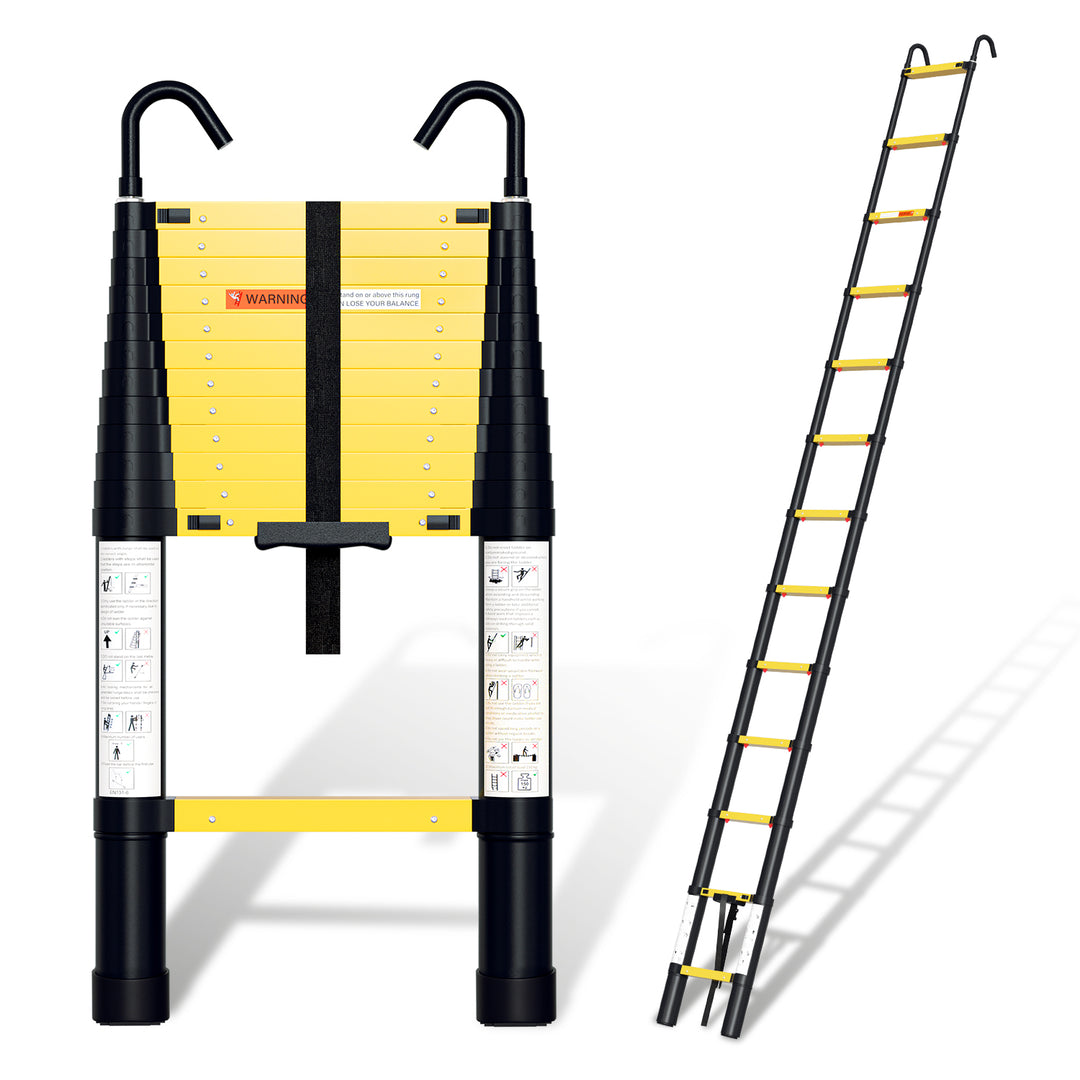 Sonnewelt Telescopic Ladder Aluminium with Slow Shrinkage Function and Removable Hook