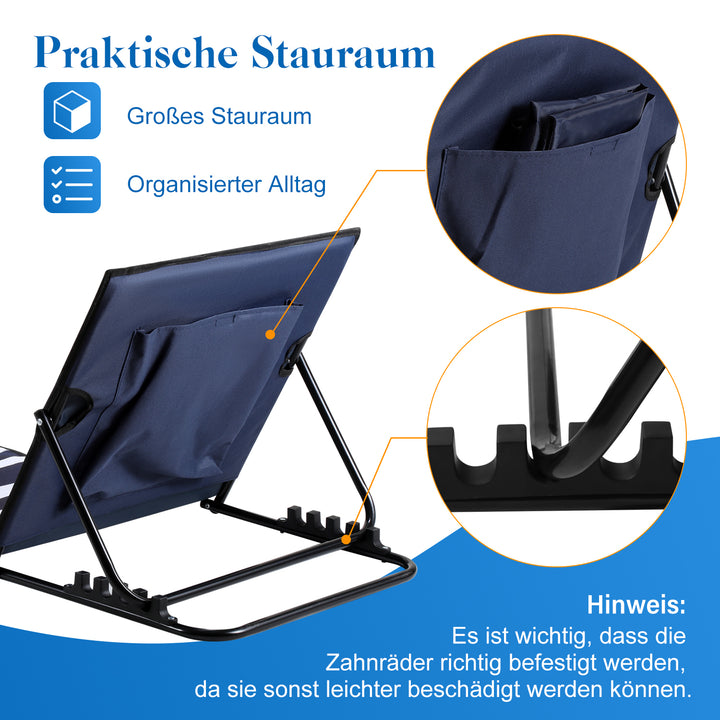 Sonnewelt Strandliegen Tragbar Strandmatte mit Einstellbar Höhe 158cm