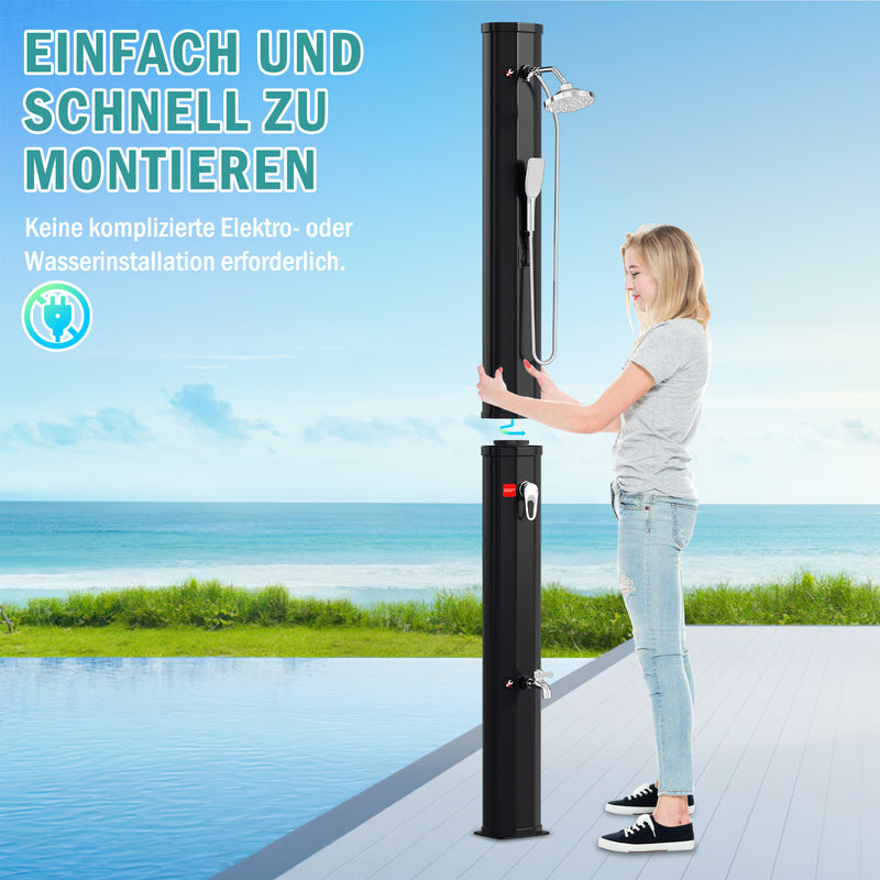 Sonnewelt 40L Solardusche Gartendusche Inkl. Schutzhaube und Handbrause
