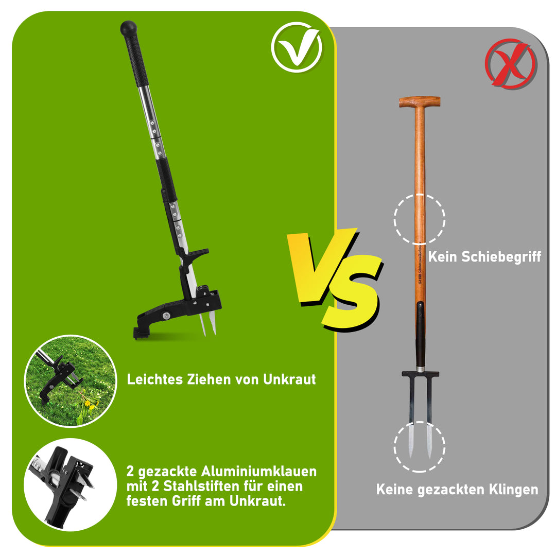 Sonnewelt Unkrautstecher Löwenzahnstecher mit Stiel,Auswerfer und Fußpedal