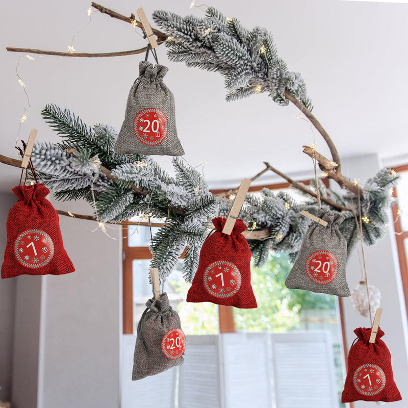 Sonnewelt Adventskalender DIY Jutesäckchen 24 Stück