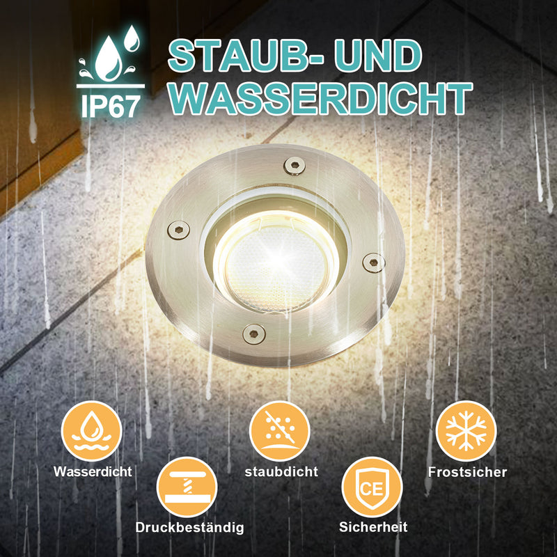 Sonnewelt LED Bodeneinbaustrahler 3W Naturweiß mit Mattierten Ersatzlinsen