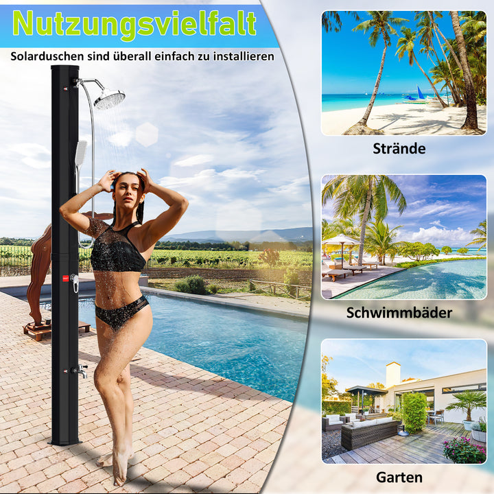Sonnewelt 35L Solardusche Gartendusche Inkl. Schutzhaube und Handbrause