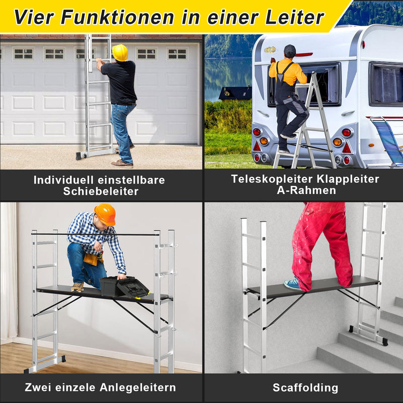 Sonnewelt Gerüst 4 in 1  Alu Multifunktionsleiter 6+6 Stufen