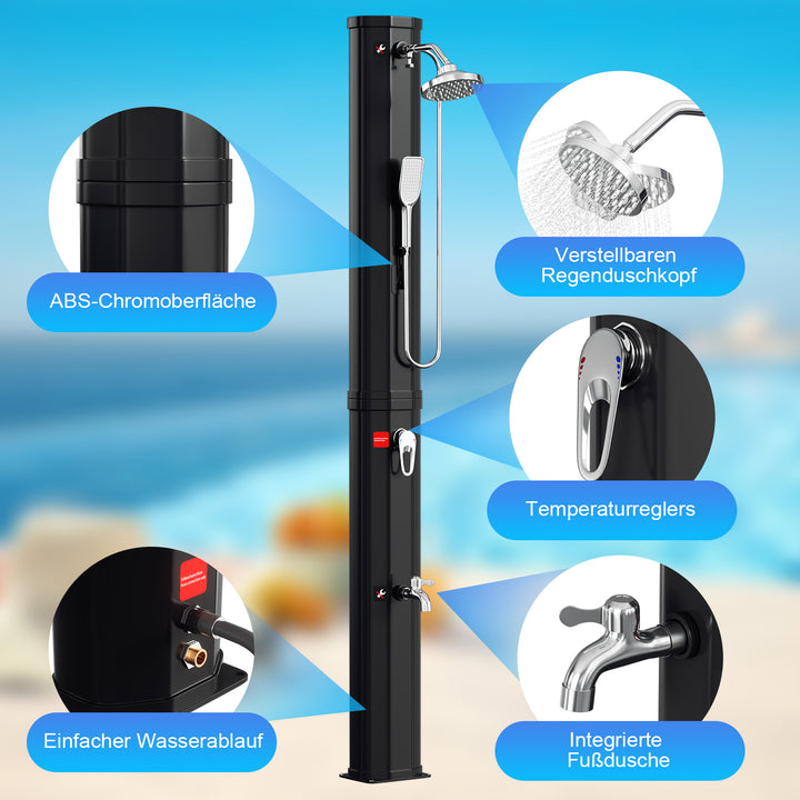 Sonnewelt 60L Solar Shower Garden Shower Incl. Protective Cover and Hand Shower