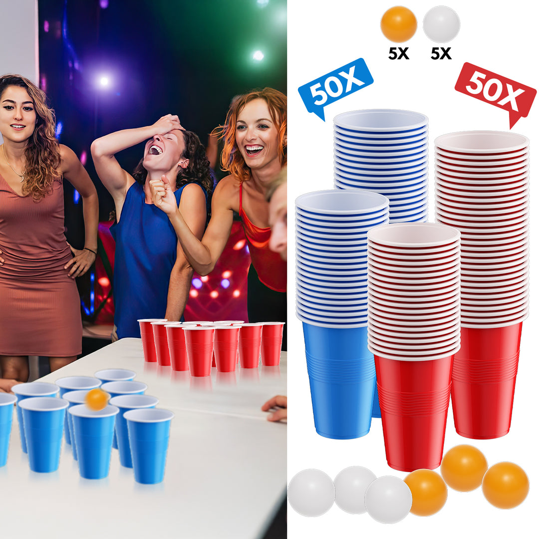 Sonnewelt Pong-Becher-Set 100 Partybecher und 10 Bälle