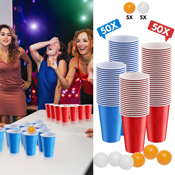 Sonnewelt Pong-Becher-Set 100 Partybecher und 10 Bälle