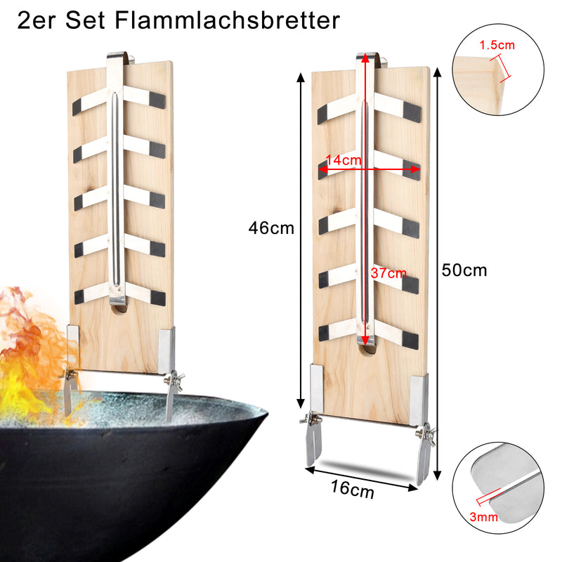 Sonnewelt Flammlachsbrett Lachsbrett 2er Set für Feuerschalen