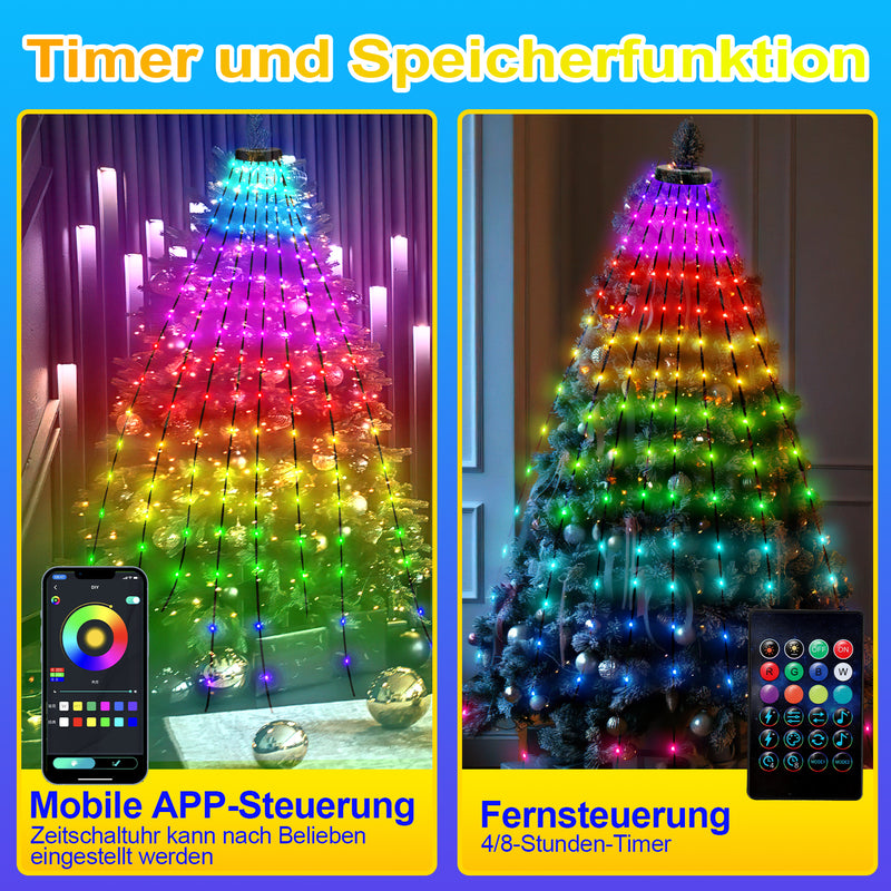 Sonnewelt Christbaumbeleuchtung mit APP-Kontrolle 160 LEDs IP67