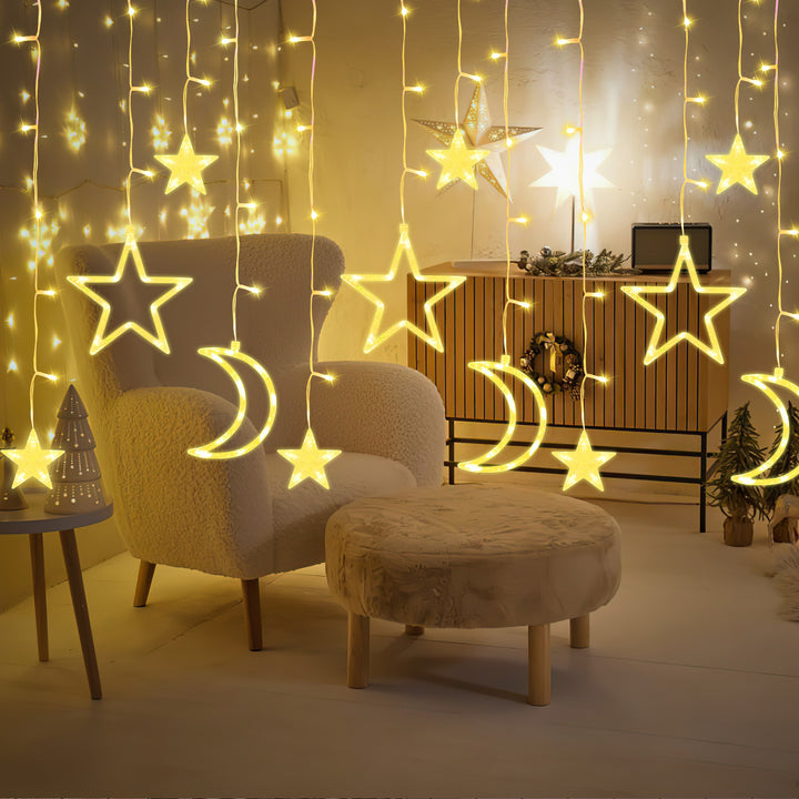 Sonnewelt LED Sterne Weihnachtsbeleuchtung Lichtervorhang 3,5M