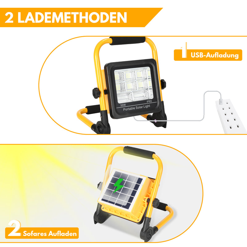 Sonnewelt LED Akku Fluter Baustrahler Solar 50W/100W
