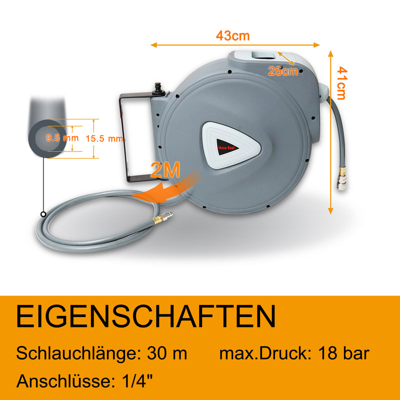 Sonnewelt Druckluftschlauch Aufroller automatisch 10-30m