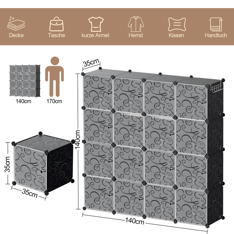 Sonnewelt Multifunktionaler Kleiderschrank mit Haken und Kleiderbügel