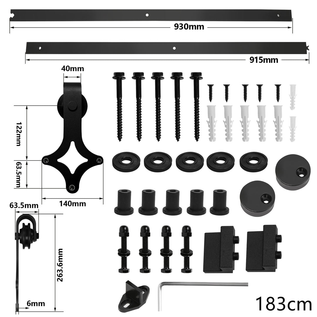 Sonnewelt Schiebetürbeschlag Set Schiebetürsystem 152cm/183cm/200cm/244cm/363cm