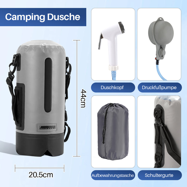 Sonnewelt Campingdusche 12L Tragbarmit Fusspumpe