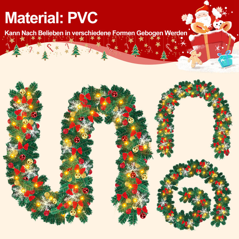 Sonnewelt Weihnachtsgirlande 100 LEDs mit Deko und Fernbedienung 5m