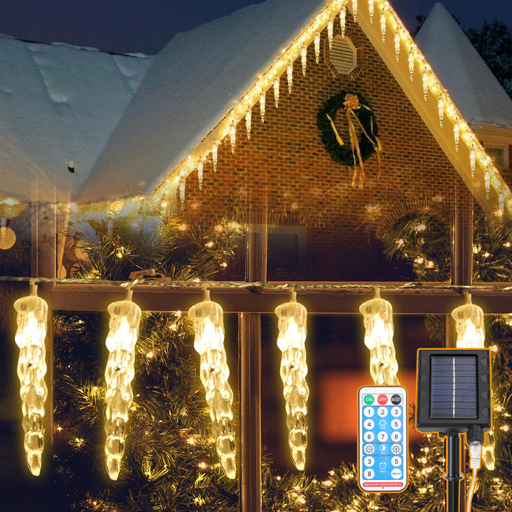 Sonnewelt Solar Icicle Fairy Lights with Remote Control 10m