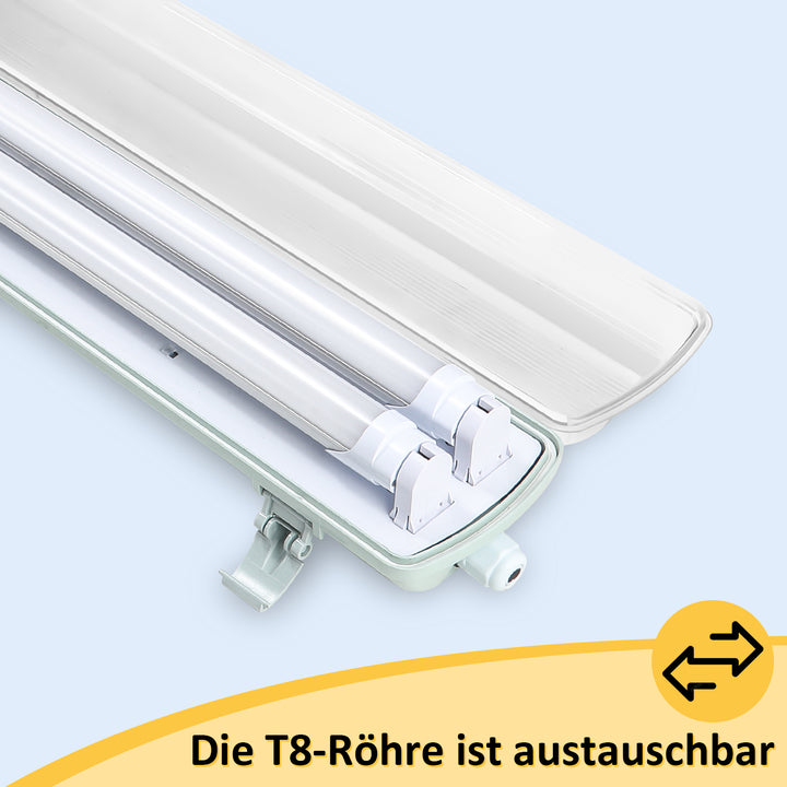 Sonnewelt LED Feuchtraumleuchte 2x 18W 120 cm T8 Neutralweiß/Kaltweiß