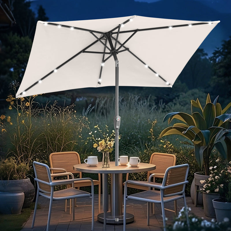 Sonnewelt Sonnenschirm 210x140 / 300x200cm Rechteckig mit LED Solar