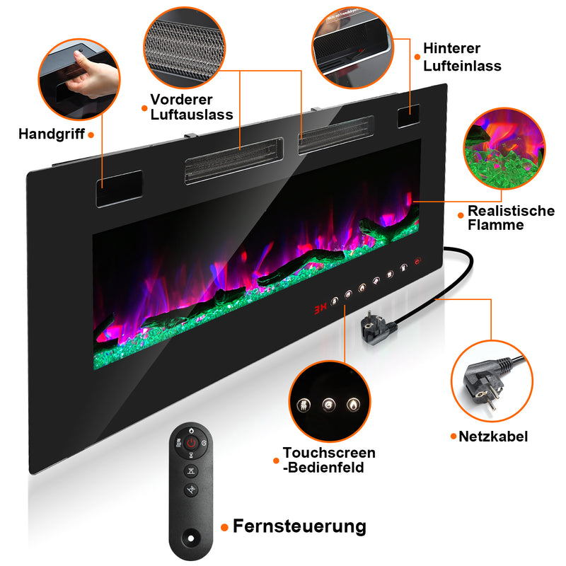 Sonnewelt Elektrokamin Wandkamin Einstellbarer Thermostat 750w/1500w
