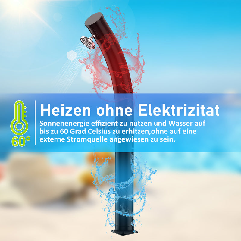 Sonnewelt 35L Solardusche Curve mit Regenduschkopf und Schutzhaube