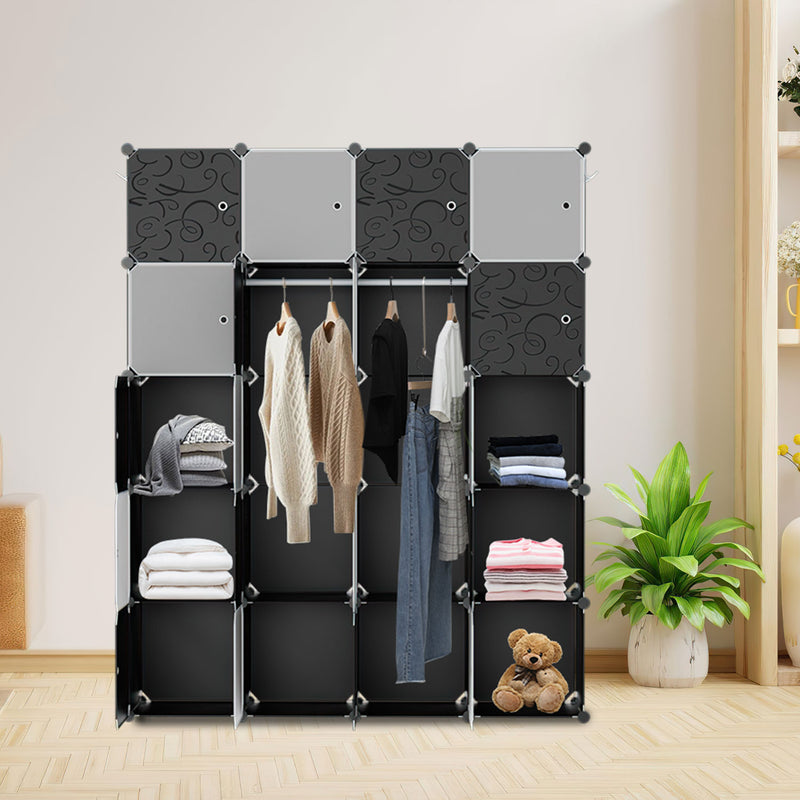 Sonnewelt Multifunktionaler Kleiderschrank mit Haken und Kleiderbügel