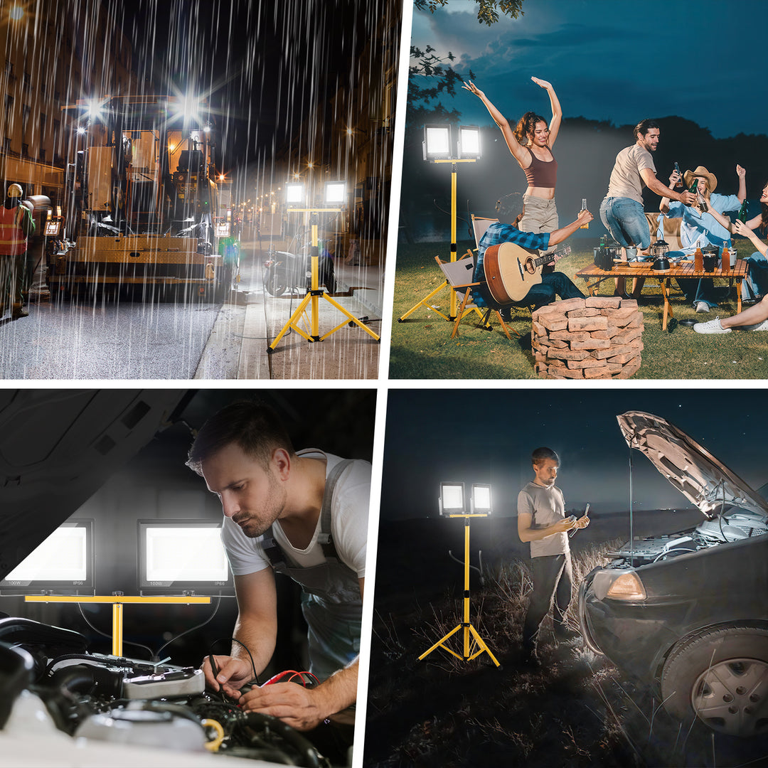 Sonnewelt LED Baustrahler 2 x 50W/100W/200W mit Stativ Einstellbar