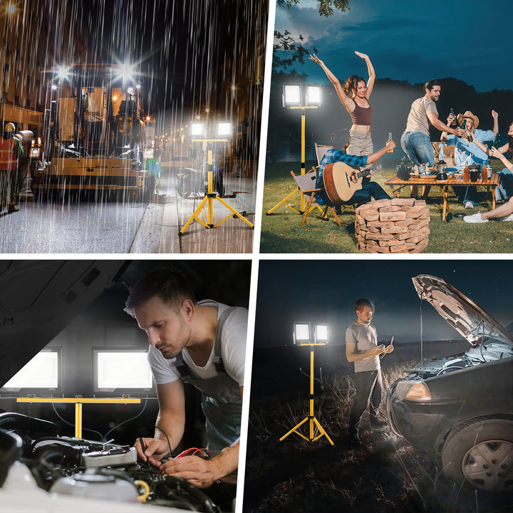 Sonnewelt LED Baustrahler 2 x 50W/100W/200W mit Stativ Einstellbar